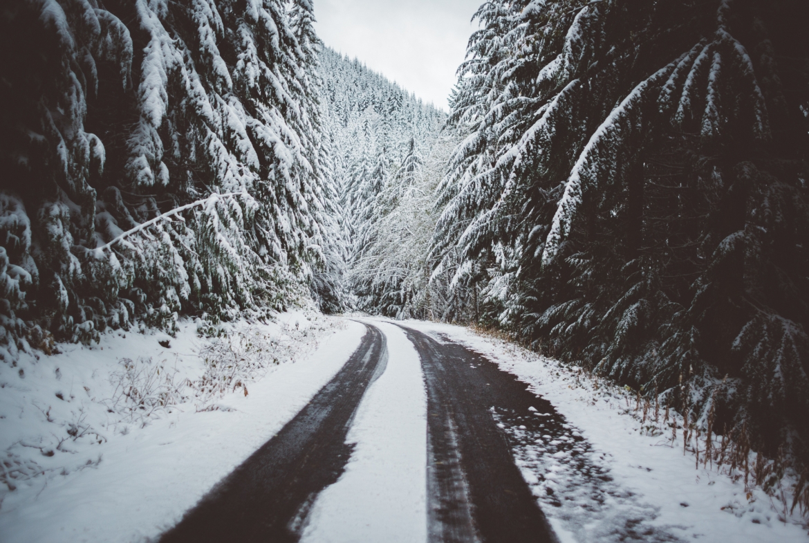 A snow covered road in the mt.hood national forest. Mt.Hood Area Real Estate