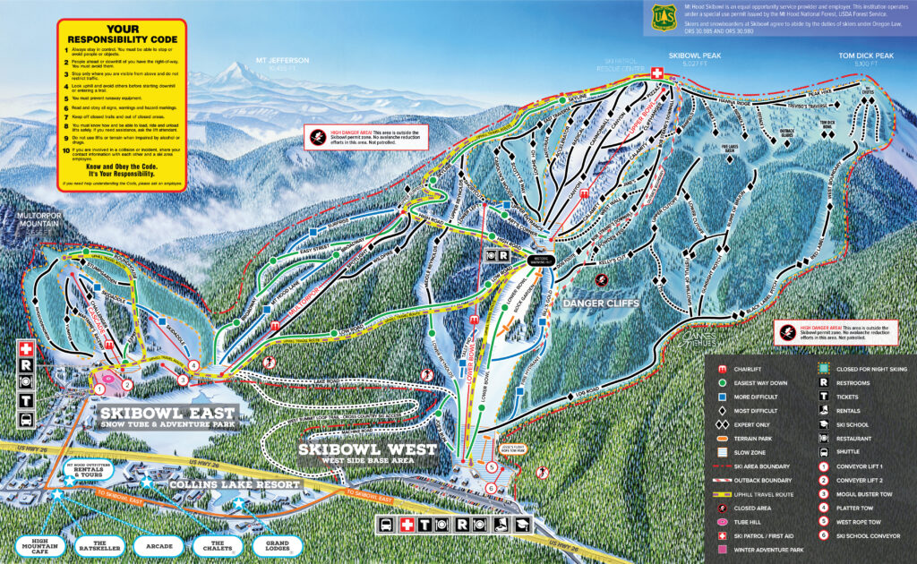 Ski bowl winter trail map 1. Mt.Hood Area Real estate, mt hood living