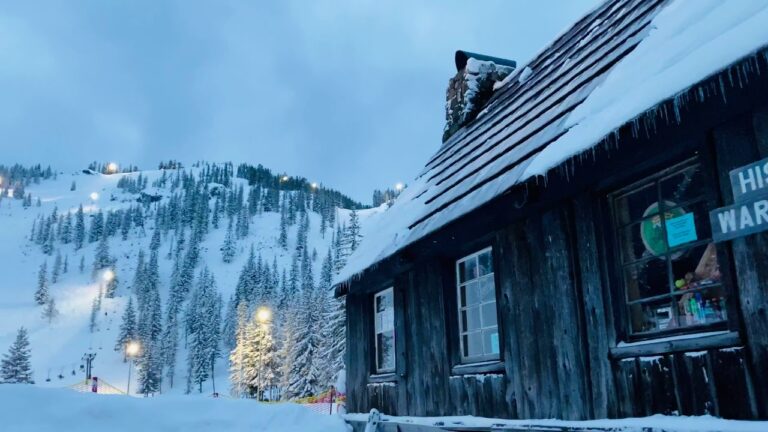 Mt.Hood Ski bowl warming hut during winter. Mt.Hood Area Real Estate